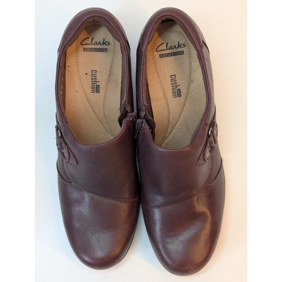 Clarks Boots Women's 11 M Ankle Booties Brown Leather Zip Heeled Casual Round - Picture 3 of 7